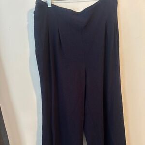 Nina Leonard Navy Blue Pleated front pull-on wide leg pants, size 1X